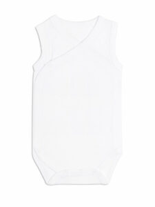 Body bébé croisé sans manches blanc uni