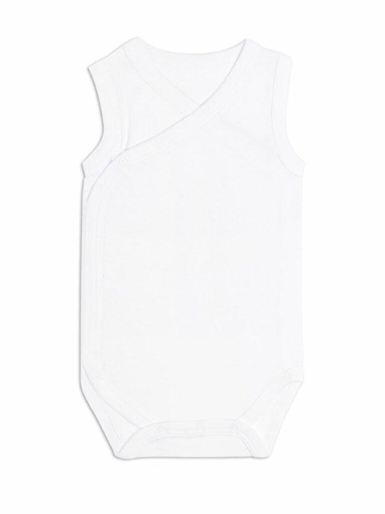 Body bébé croisé sans manches blanc uni
