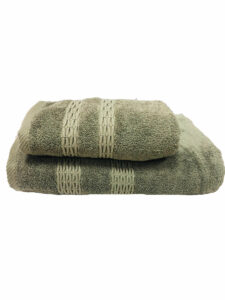 ENSEMBLE EPONGE BOUCLE DRAP 100X160+SERV 50X90 ALIX VERT MILITAIRE