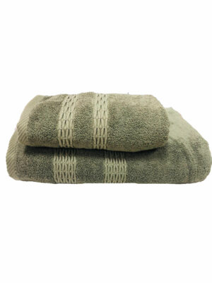 ENSEMBLE EPONGE BOUCLE DRAP 100X160+SERV 50X90 ALIX VERT MILITAIRE