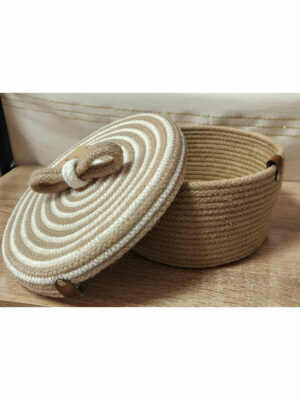 CORBEILLE + COUVERCLE EN JUTE