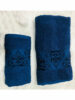 ENSEMBLE  EPONGE BOUCLE BAROQUE 100*160+SERV 50*90 BLEU