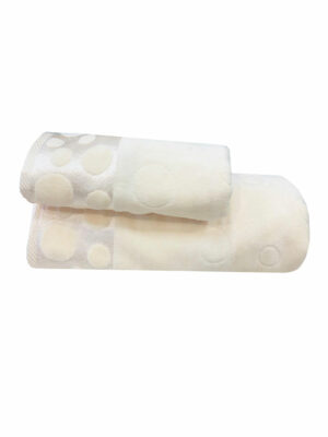ENSEMBLE  EPONGE VELOUR CERCLE 100*160+SERV 50*90 ECRU
