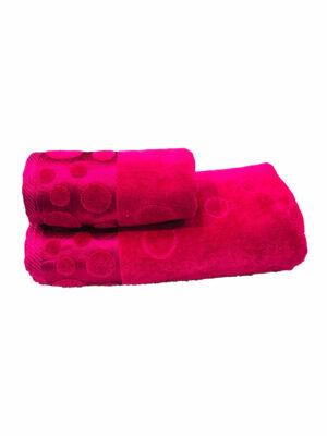 ENSEMBLE  EPONGE VELOUR CERCLE 100*160+SERV 50*90 ROSE FUSHIA