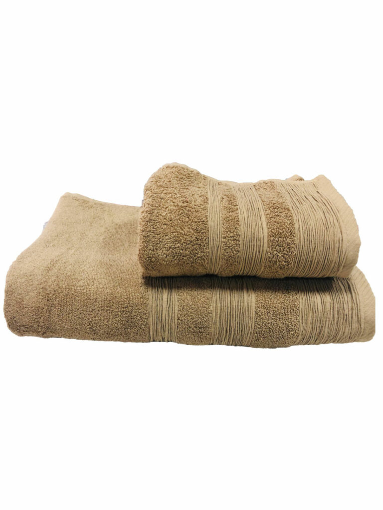 ENSEMBLE EPONGE BOUCLE DRAP 100X160+SERV 50X90 SILENE CARAMEL