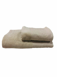 ENS EPONGE VELOUR JULYA DIAG 100*160+SERV 50*90 BEIGE FONCE