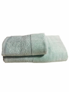 ENS EPONGE VELOUR JULYA DIAG 100*160+SERV 50*90 VERT D EDAU
