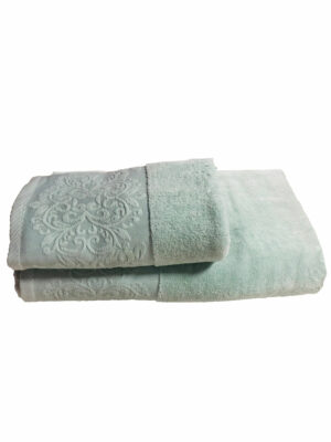 ENS EPONGE VELOUR JULYA DIAG 100*160+SERV 50*90 VERT D EDAU