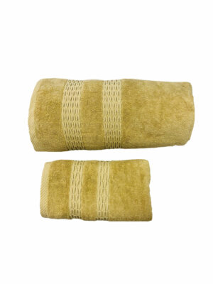 ENSEMBLE EPONGE BOUCLE DRAP 100X160+SERV 50X90 ALIX JAUNE AMBRE
