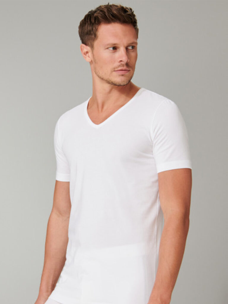 T-shirt homme col V 100% coton interlock