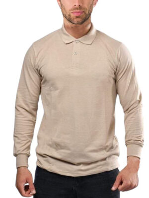 Polo homme piqué 100% coton manche longue