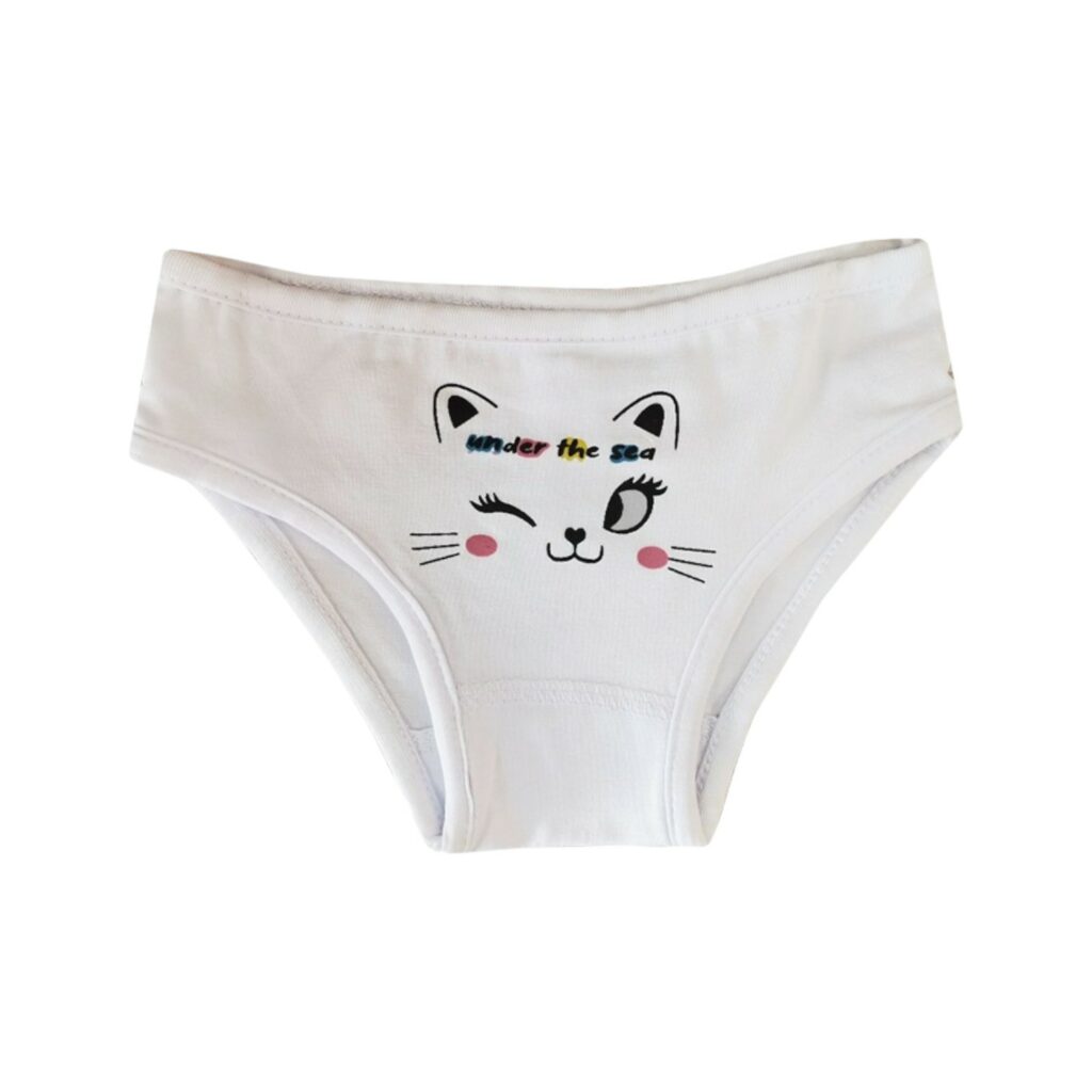 SLIP FILLETTE BLANC AVEC MOTIF