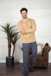 PYJAMA HOMME PULL MANCHES LONGUES CAMEL PANT IMPRIME RAYE