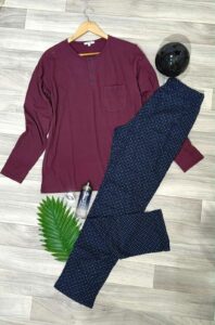 PYJAMA HOMME PULL MANCHES LONGUES BORDEAU