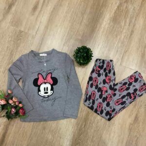 PYJAMA FILLE COTON MINNIE GRIS