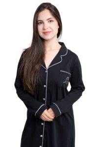 PYJAMA ROBE CHEMISE 100 % Coton NOIR