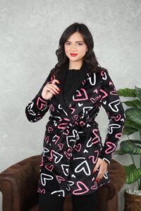 PYJAMA FEMME PULL +PANTALON UNI +RB POLAIRE NOIR