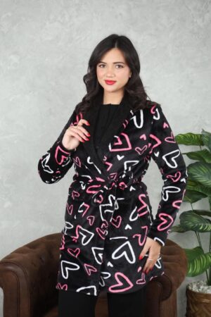 PYJAMA FEMME PULL +PANTALON UNI +RB POLAIRE NOIR