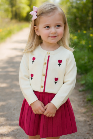 ENSEMBLE FILLE LAINE GILET + JUPE