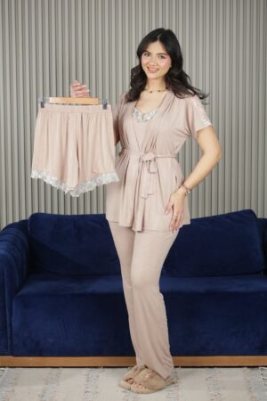 PYJAMA FEMME 4 PC BEIGE