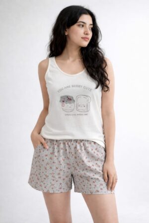 PYJAMA“Berry Cute Jam” – Haut & short imprimés