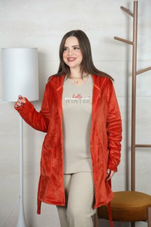 PYJAMA FEMME 3P POLAIRE ORANGE